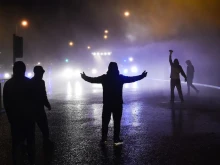 Nationalists attack police on April 8, 2021 in Belfast, Northern Ireland.